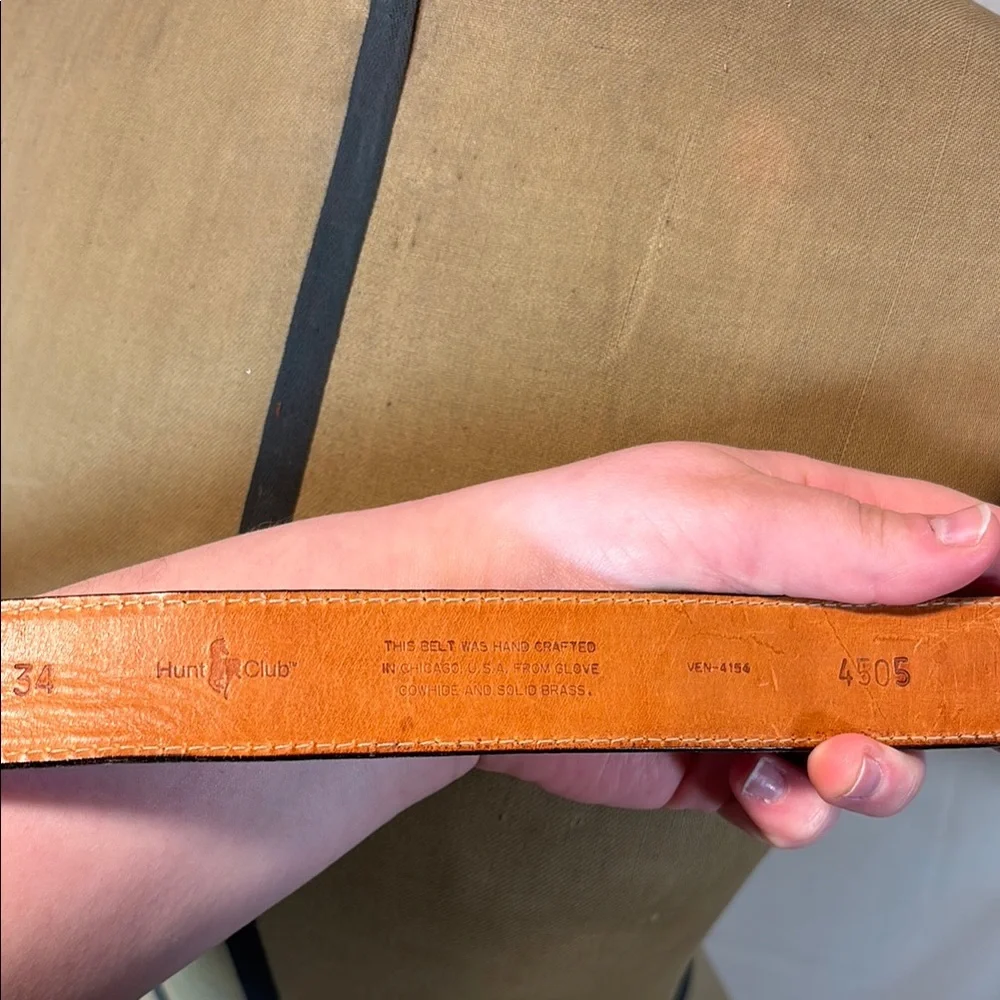 Tan Leather Belt with Gold Buckle